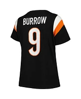 Fanatics Women's Joe Burrow Black Cincinnati Bengals Plus Sleeve Stripe Name Number T-Shirt