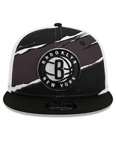 New Era Men's Black/White Brooklyn Nets Tear Trucker 9FIFTY Adjustable Hat