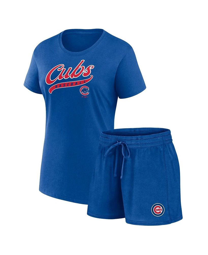 Fanatics Women's Royal Chicago Cubs Start to Finish T-Shirt Shorts Combo Pack