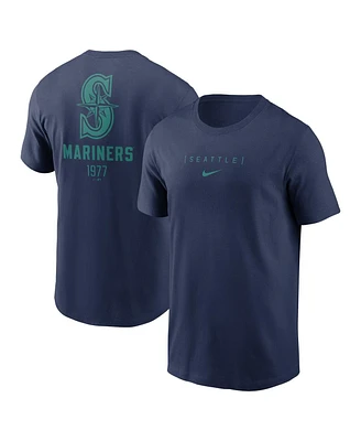 Nike Men's Navy Seattle Mariners Large Logo Back Stack T-Shirt