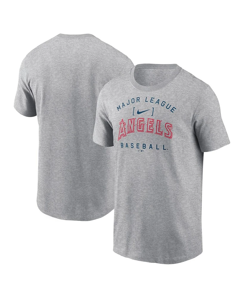 Nike Men's Heather Gray Los Angeles Angels Home Team Athletic Arch T-Shirt