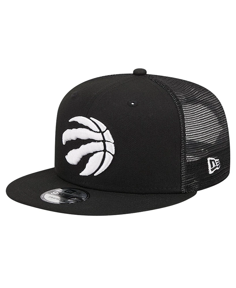 New Era Men's Black Toronto Raptors Evergreen 9FIFTY Trucker Snapback Hat