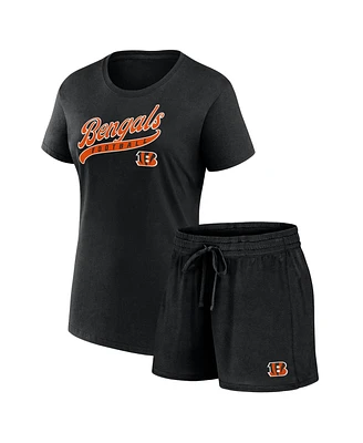 Fanatics Women's Black Cincinnati Bengals Start to Finish T-Shirt Shorts Combo Pack