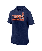 Fanatics Men's Heather Navy Detroit Tigers Push Short Sleeve Pullover Hoodie