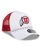 New Era Men's White/Red Utah Utes Court Sport Foam A-Frame 9FORTY Adjustable Trucker Hat