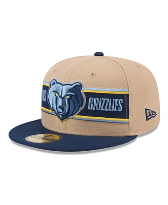 New Era Men's Tan/Navy Memphis Grizzlies 2024 Nba Draft 59FIFTY Hat