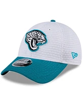 New Era Big Boys and Girls White/Teal Jacksonville Jaguars 2024 Nfl Training Camp 9FORTY Adjustable Hat