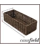 Casafield Bathroom Storage Baskets - Set of 2, Natural Water Hyacinth, 15.75" W x 11.25" D 3.25" H, Woven Toilet Paper, Tissue, Shelving Bins