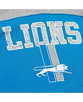 Mitchell & Ness Men's Blue Detroit Lions Off Field Vintage-Like Logo Short Sleeve Pullover Hoodie