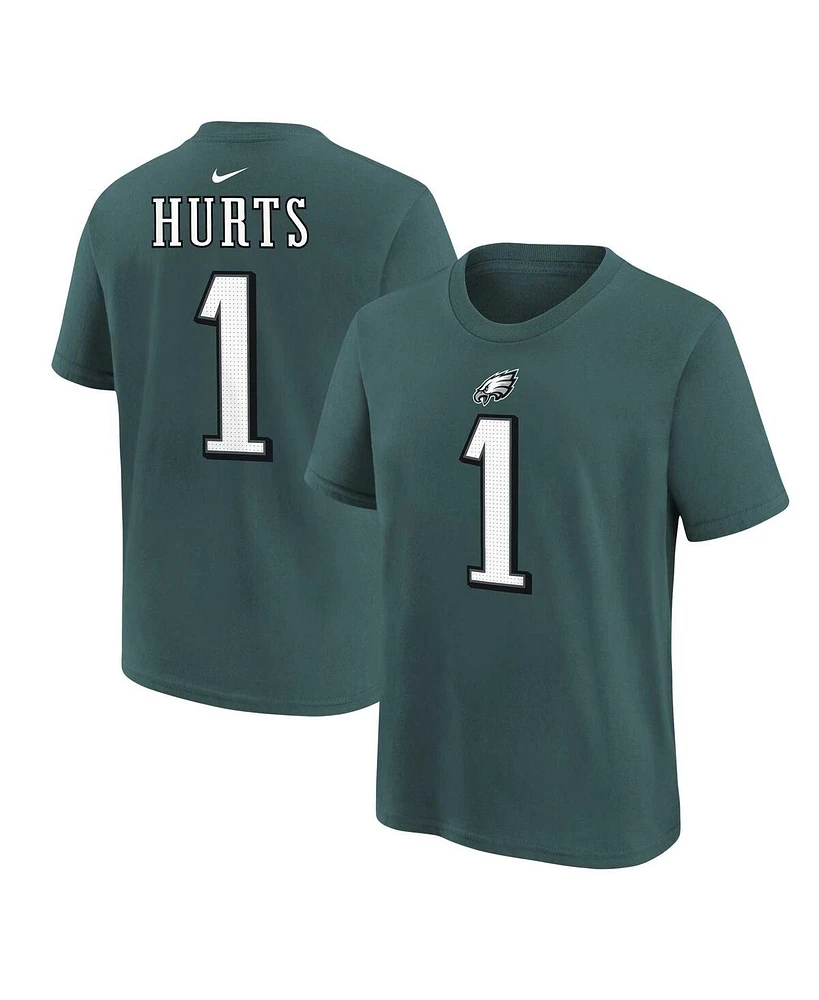 Nike Big Boys and Girls Jalen Hurts Midnight Green Philadelphia Eagles Player Name Number T-Shirt