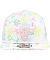 New Era Men's White Chicago Bulls Palm Trees and Waves Golfer Adjustable Hat