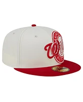 New Era Men's Cream/Red Washington Nationals Lonestar 59FIFTY Fitted Hat