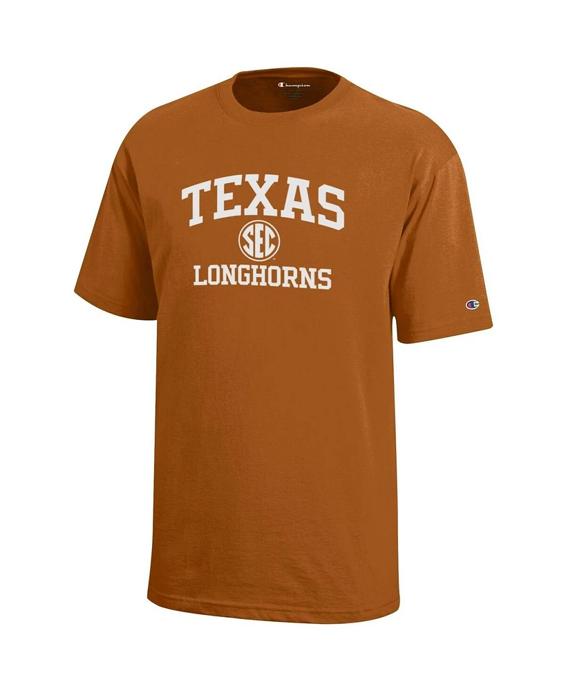 Champion Big Boys and Girls Texas Orange Texas Longhorns Sec T-Shirt