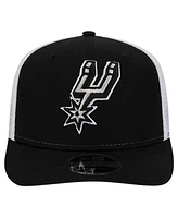 New Era Men's Black/White San Antonio Spurs Trucker 9SEVENTY Coolera Stretch-Snap Hat