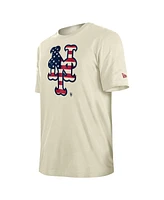 New Era Men's Cream York Mets 4th of July Flag Fill T-Shirt