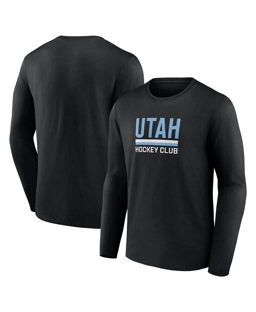 Fanatics Men's Black Utah Hockey Club Secondary Logo Long Sleeve T-Shirt