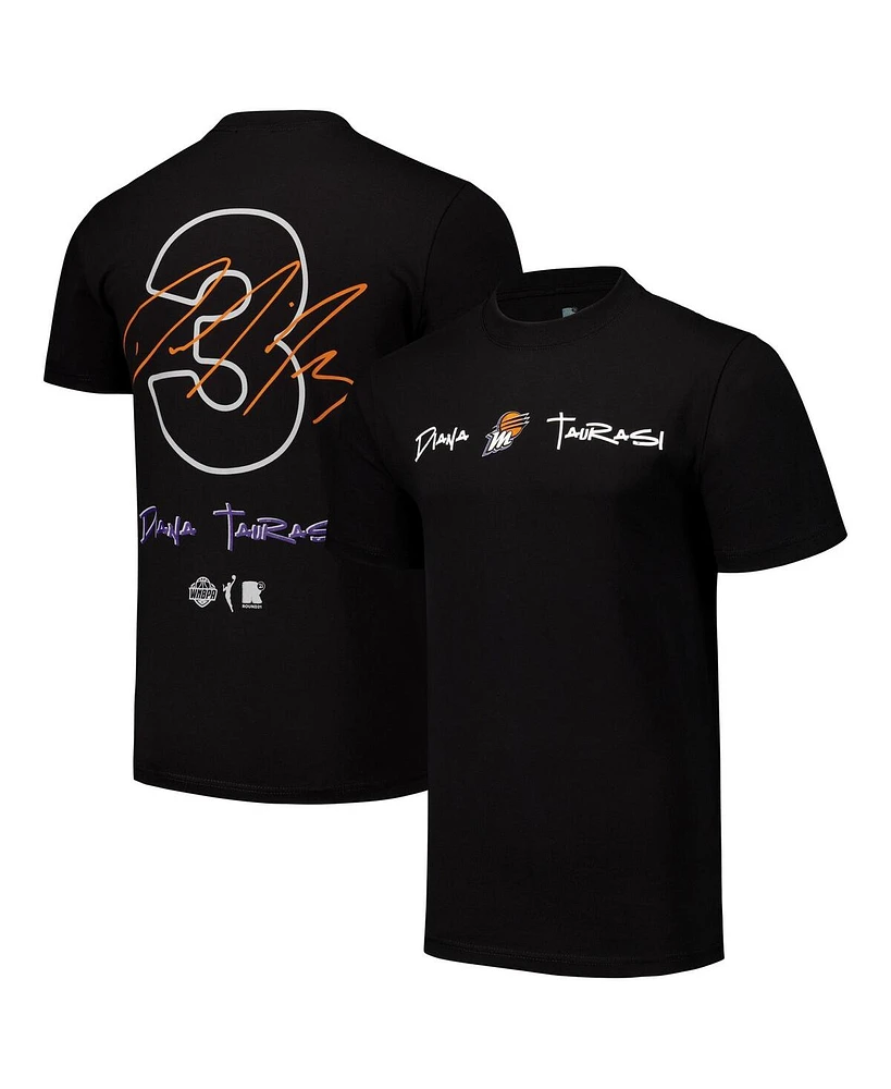 Round21 Men's and Women's Diana Taurasi Black Phoenix Mercury Player Signature Name Number T-Shirt