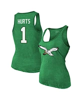 Majestic Women's Jalen Hurts Kelly Green Philadelphia Eagles Name Number Tri-Blend Tank Top