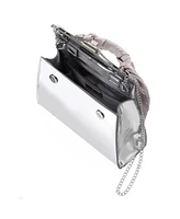 Nina Metallic Satchel Bag with Crystal Trim Scarf