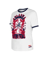 New Era Women's White Atlanta Braves Oversized Ringer T-Shirt