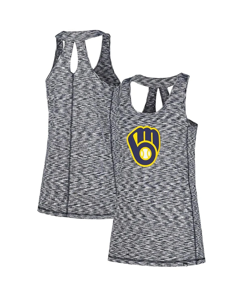 New Era Women's Navy Milwaukee Brewers Space Dye Keyhole Back Tank Top