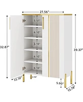 Tribesigns Shoe Cabinet with Doors, 6-Tier Shoe Storage Cabinet with Adjustable Shelves, Wooden Shoes Rack Shoe Storage Organizer for Entryway, Hallwa