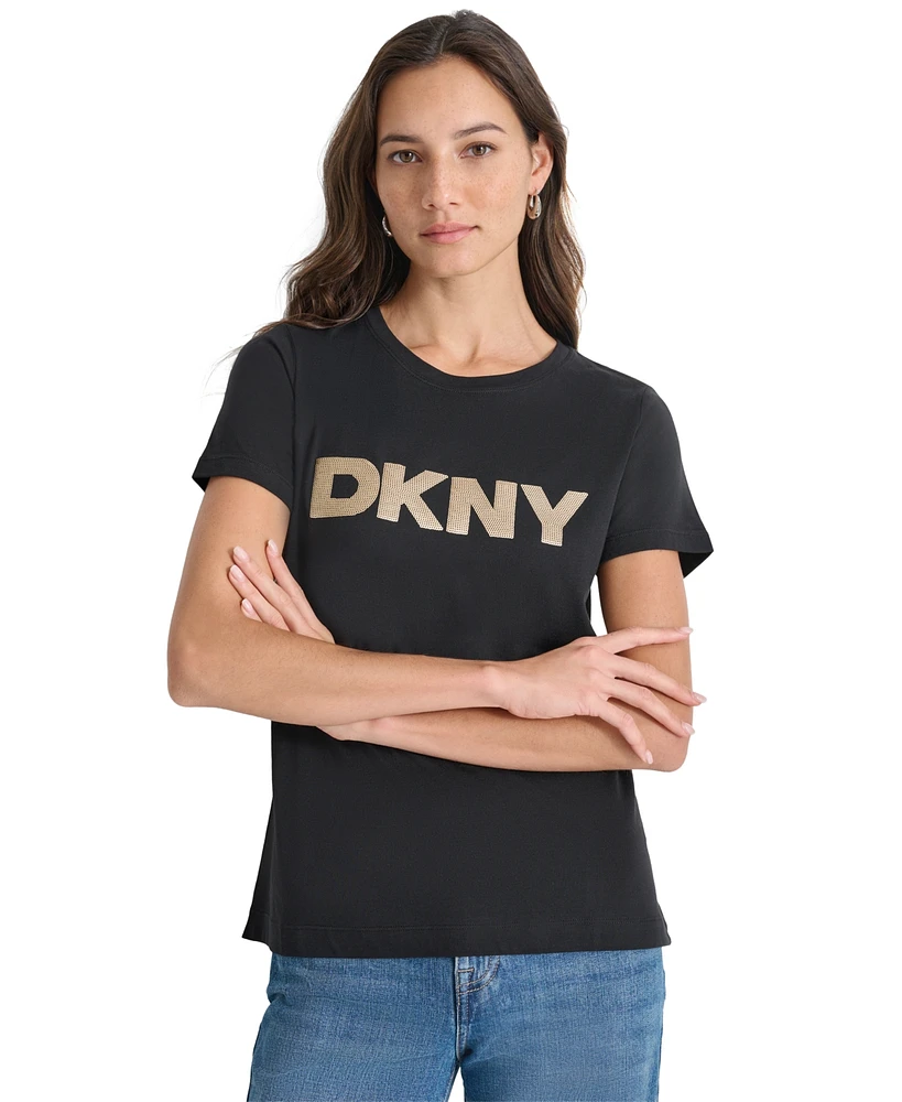 Dkny Jeans Women's Sequin Logo Crewneck T-Shirt