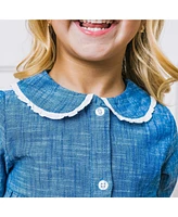 Hope & Henry Baby Girls Long Sleeve Tiered Button Front Peter Pan Collar Dress