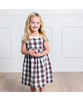 Hope & Henry Big Girls Short Sleeve Ruffle Collar Party Dress with Bow