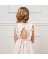 Hope & Henry Girls' Seersucker Flutter Sleeve Open Back Dress