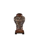 Leafwork Traditional Farmhouse Rustic Table Lamp with Table Top Dimmer 32.5" Tall Bronze Finish Rectangular Tan Shade for Living Room Bedroom Hou