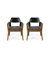 Acacia Wood Club Chairs With Cushions (Set Of 2)