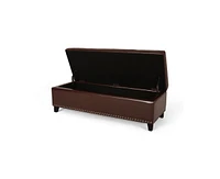 Streamdale Furniture Baltimore Contemporary Tufted Storage Ottoman With Nailhead Trim