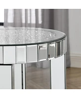 Crystal Inlay Mirror Coffee Table with Storage