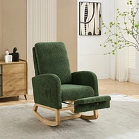 25.4" Rocking Chair with Retractable Footrest and Side Pocket