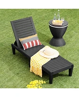 Gymax Patio Outdoor Chaise Lounge Chair Recliner w/ Adjustable Backrest Brown