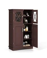 Slickblue 4 Doors Freeestanding Bathroom Floor Cabinet with Adjustable Shelves