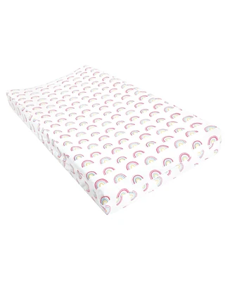 Hudson Baby Infant Girl Changing Pad Cover, Modern Rainbow, One Size