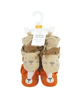 Hudson Baby Toddler Boys Cozy Fleece Booties, Lion Tiger, 0-6 Months