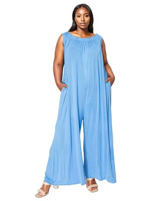 L I V D Plus Olson Wide Leg Pocket Jumpsuit