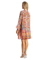 La Moda Clothing Women's Printed Pleated Short Dress