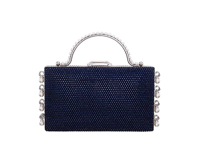 Nina Cultivated Pearl Dangle Crystal Embellished Minaudiere Clutch