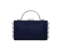 Nina Cultivated Pearl Dangle Crystal Embellished Minaudiere Clutch