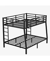 Full Xl over Queen Bunk Bed, Sturdy Metal Frame, Noise Reduced, No Box Spring