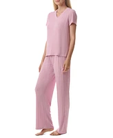 Tommy Hilfiger Women's 2-Pc. Short-Sleeve Ribbed Pajamas Set