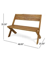 Sandblast Acacia Wood Bench With Reclining Backrest