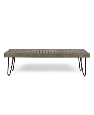 Simplie Fun Jane Industrial Wood & Metal Bench (Modern, Weather-Resistant, Acacia Wood)