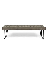 Simplie Fun Jane Industrial Wood & Metal Bench (Modern, Weather-Resistant, Acacia Wood)