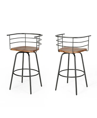 Simplie Fun Industrial Modern Swivel Barstool (Set Of 2)