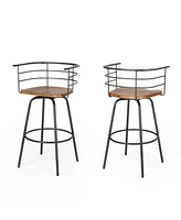 Simplie Fun Industrial Modern Swivel Barstool (Set Of 2)